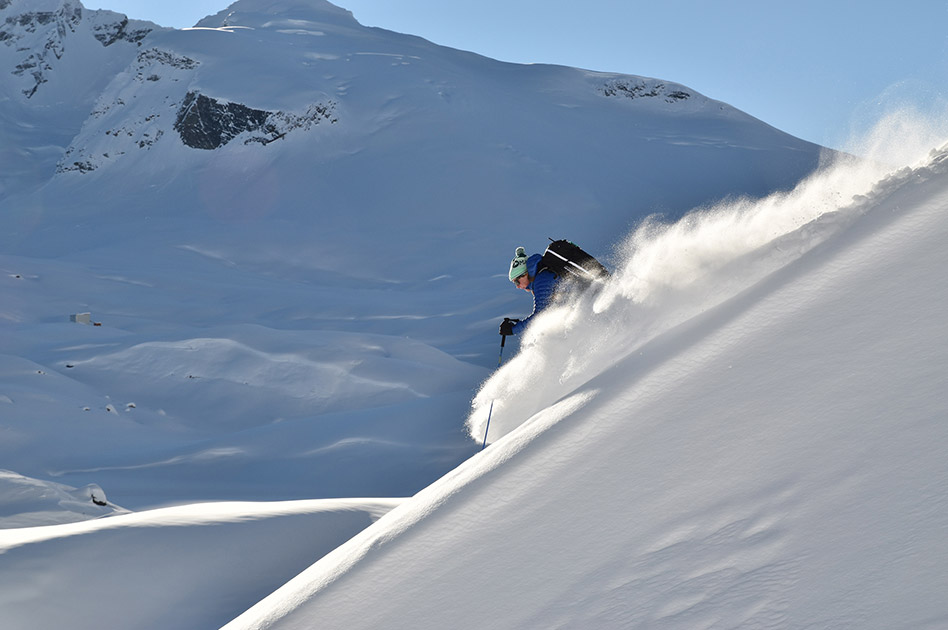 Skiing at the Durrand Glacier Chalet