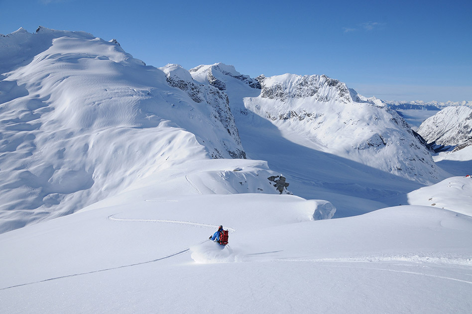 Skiing at the Durrand Glacier Chalet