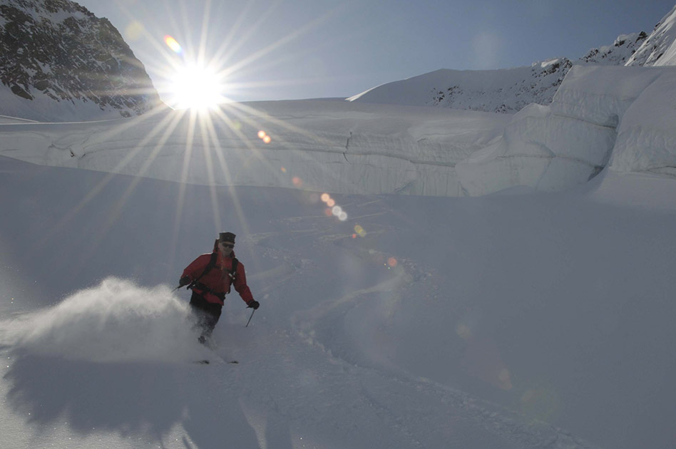 Skiing the alpine at the Durrand Glacier