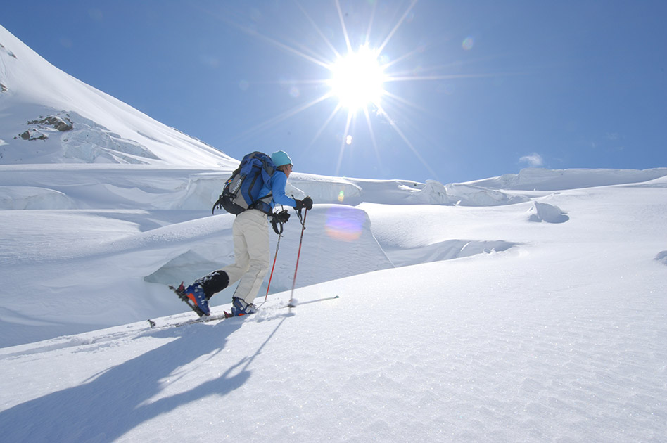 Skiing the alpine at the Durrand Glacier