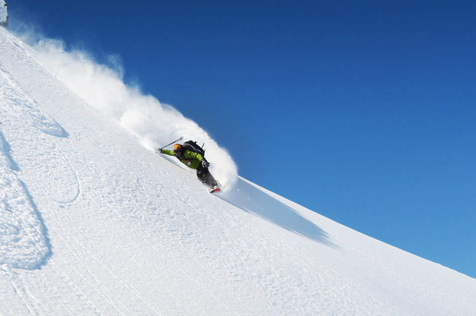 Skiing the alpine at the Durrand Glacier